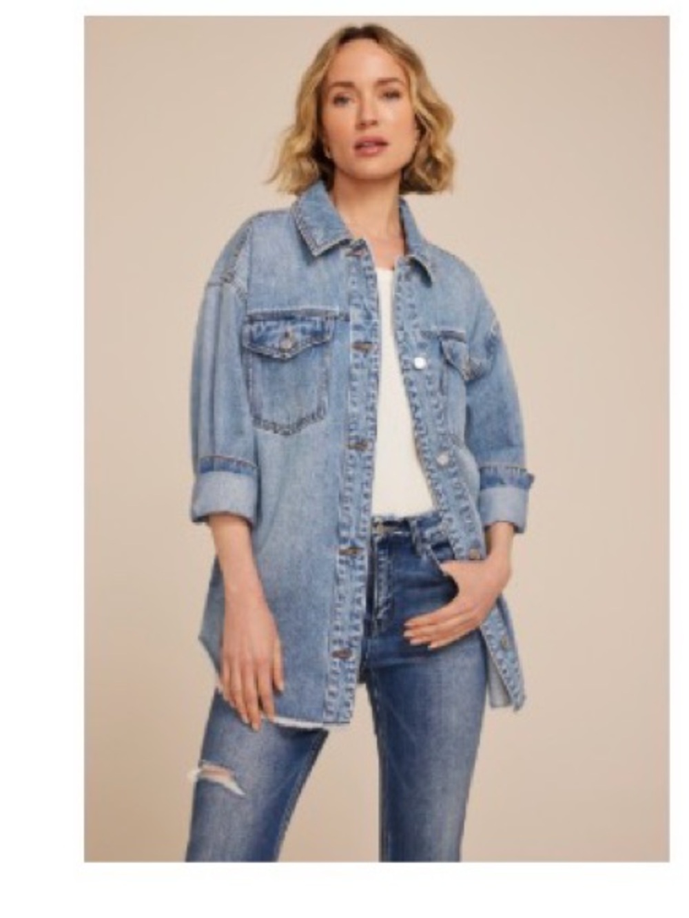 Maurices Blue Denim Raw Hem Shacket